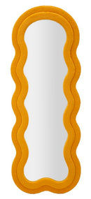 Specchio da Muro Teddy Senape 40x4x160 cm in MDF e Poliestere e Specchio Senape      