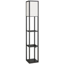 Lampada da Terra 26x26x160 cm Struttura con Ripiani Luce Regolabile Interruttore a Pedale e Porte USB in MDF Nero      
