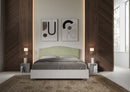 Letto Matrimoniale con Rete e Contenitore Alzata Comoda Struttura Bianco Frassico e Testata in Microfibra Grace Tè Verde Varie Misure