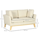 Divano 2 Posti 137x78x78 cm in Tessuto Effetto Lino Beige