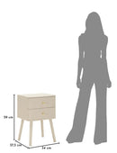 Comodino 2 Cassetti Shy 34x37,5x59 cm in Pino e MDF e Ferro      