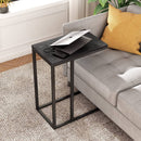 Tavolino Multiuso 46x24x64 cm in Metallo e Paulownia Slim Nero/Noce