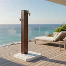 Fontana Decorativa da Esterno con Base in Cemento e Rubinetto in Ottone45x45x97 cm Effetto Corten