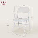 Set 2 Sedie Pieghevoli 45x46x78 cm Imbottite in Finta Pelle PU e Metallo Bianco   