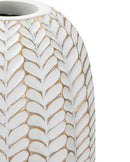 Vaso Resina Leaf Ø18,5x46 cm in Resina Oro e Bianco      