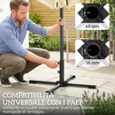 Base per Ombrellone Palo Ø38-48 mm Pieghevole a Croce in Metallo Grigio Scuro      