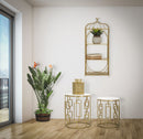 Tavolinetto Cube Coppia Ø46x55-39x48 cm in Ferro e Marmo Oro e Bianco