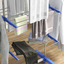 Stendino Verticale 3 Ripiani Regolabili 142x55x152 cm in Acciaio e Plastica Blu e Argento  