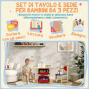 Set Tavolo e Sedie per Bambini con 4 Contenitori per Giochi in Legno e PP   