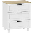 Cassettiera 3 Cassetti Moderna 60x38x71 cm in Legno Bianca e color Legno      