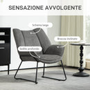 Poltrona Imbottita 71,5x67x79 cm in Tessuto Effetto Lino Grigio  