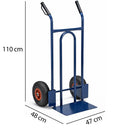 Carrello per Traporto Universale con Ruote Pneumatiche Portata 200kg Ergonomico in Acciaio Blu      