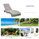 Lettino Prendisole da Giardino con Schienale Regolabile e Cuscino 207x70x70 cm in Rattan PE Grigio