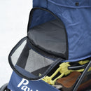 Passeggino per Cani Taglia XS e S 81x48x99 cm con Cesto Cuscino e 2 Guinzagli Nero e Blu Scuro   