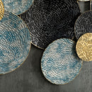 Decorazione Murale 3D in Metallo 133x66 cm Wall Art a Cerchi  Blu Nero e Oro