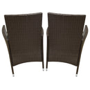 Set Tavolino e 2 Sedie da Giardino Set Bistrò in Rattan Vimini e Vetro Marrone 