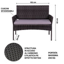 Set Salotto da Giardino 4 Posti Effetto Rattan Antracite Rodi      