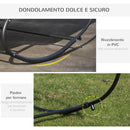 Lettino Prendisole a Dondolo 2 Posti da Giardino 140x200x88 cm in Metallo e Textilene Bianco Crema