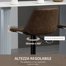 Set 2 Sgabelli da Bar Altezza Regolabile e Girevoli in Finta pelle PU Marrone Scuro  