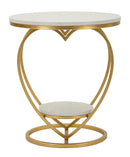 Tavolinetto Heart Oro Ø40x45,5 cm in Ferro e Marmo Oro e Bianco      