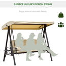 Dondolo 3 Posti da Giardino 208x121x172 cm in Metallo e Tessuto Beige