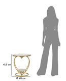 Tavolinetto Heart Oro Ø40x45,5 cm in Ferro e Marmo Oro e Bianco      