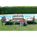 Set Salotto da Giardino Divano 2 Poltrone e Tavolino con Cuscini in Alluminio Taupe