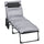 Lettino Prendisole da Giardino Pieghevole 58x189x32,5 cm con Cuscino e Tasca Laterale Grigio Chiaro