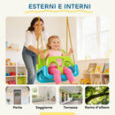 Altalena per Bambini da Giardino 3 in 1 con Corde Regolabili 42x33x120-180 cm in PP e PE Verde      