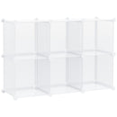 Scarpiera Modulare 94,5x32x162 cm 6 Cubi in Plastica e Acciaio Trasparente