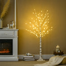 Albero di Natale Artificiale 150 cm 12 Rami con Luci LED 3000K per Interni ed Esterni al Coperto Bianco 