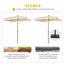 Ombrellone da Giardino Rettangolare e Regolabile 198x130x245 cm In Alluminio Beige 