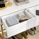 Consolle da Ingresso Moderna 2 Cassetti 80x31,5x75 cm in Truciolato e Acciaio Bianco e Oro