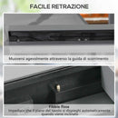 Tavolo da Pranzo Allungabile da Giardino 80-160x80x75 cm con Piano in Vetro e Alluminio Nero e Trasparente      