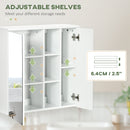 Specchiera da Bagno 2 Ante 60x20x61 cm Ripiani Aperti Bianco