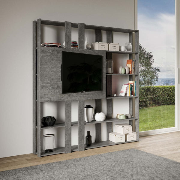 acquista Libreria Moderna 5 Ripiani con Pannello per TV 178x36x204 cm in nobilitato Grigio
