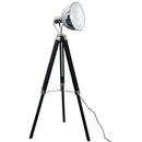 Lampada da Terra Tripode in Legno con Paralume in Acciaio 65x65x100-140 cm E27  Nera