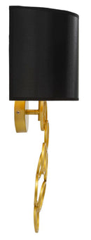 Lampada da Muro Rich 30x20x50 cm in Ferro e Tessuto Oro e Nero      