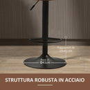 Set 2 Sgabelli Imbottiti 45x54x96-117 cm in Acciaio e Similpelle Marrone e Grigio