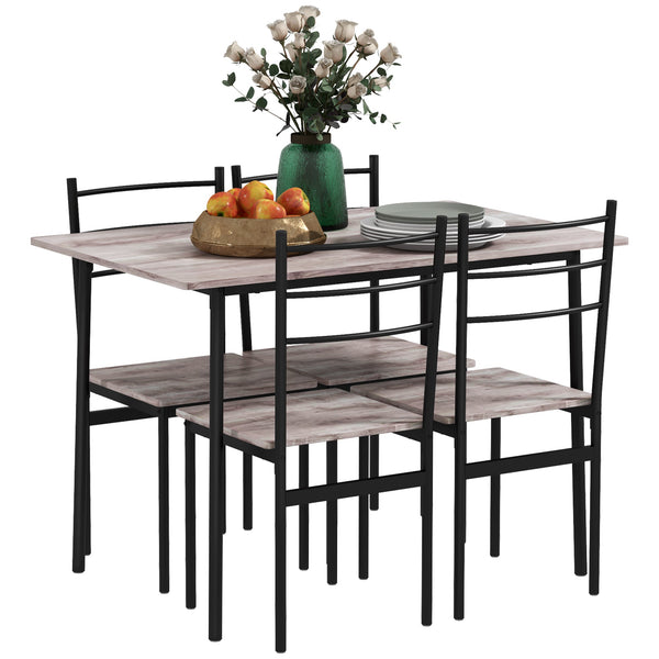 Set Tavolo Rettangolare con Sedie in MDF e Acciaio Nero e Marrone prezzo