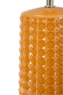 Lampada da Tavolo Gliss Senape Ø30x52 cm in Ceramica e Ferro e Tessuto Senape e Bianco      