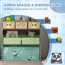 Scaffale Portagiochi con 6 Contenitori in Tessuto 63x30x66cm Grigio   