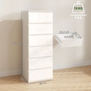 Comò Slim 40x35x109 cm 6 Cassetti Finitura Lucida in MDF Bianco      