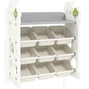 Scaffale Portagiochi a 4 Livelli con 9 Contenitori 77x42x94 cm in HDPE Bianco Crema  