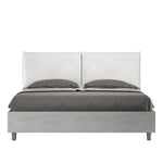 Letto Matrimoniale con Alzata Comoda Struttura Cemento con Cuscini in Similpelle Appia Bianco Varie Misure