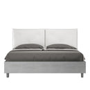 Letto Matrimoniale con Alzata Comoda Struttura Cemento con Cuscini in Similpelle Appia Bianco Varie Misure