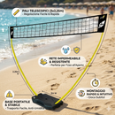 Rete Impermeabile Portatile per Beach Volley 3x2,25m con Pali Telescopici Nero/Giallo