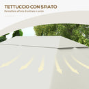 Tetto di Ricambio 4x3 m per Gazebo Anti UV con Presa d'Aria in Poliestere Bianco Crema      