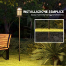 Lampione Solare 17x17x127 cm con 6h Autonomia e Ancoraggio a Terra IP44 in Policarbonato e ABS Nero      