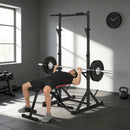 Stazione Multifunzione Squat Rack e Bilanciere 112x100x217 cm con Altezza Regolabile in Acciaio Nero      